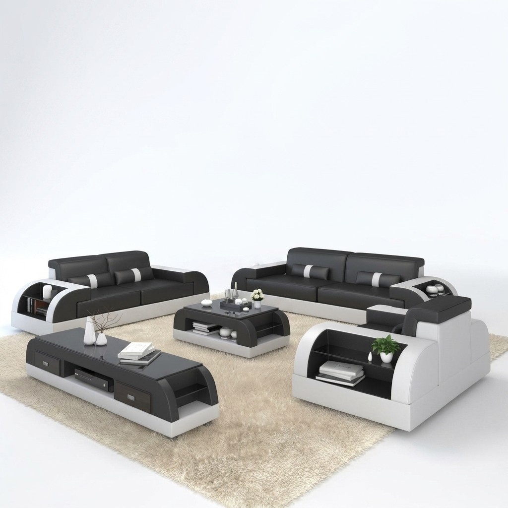 Sofagarnitur Couch Polster Sofa 3+1 Komplett Set Garnituren Design Leder 2tlg.