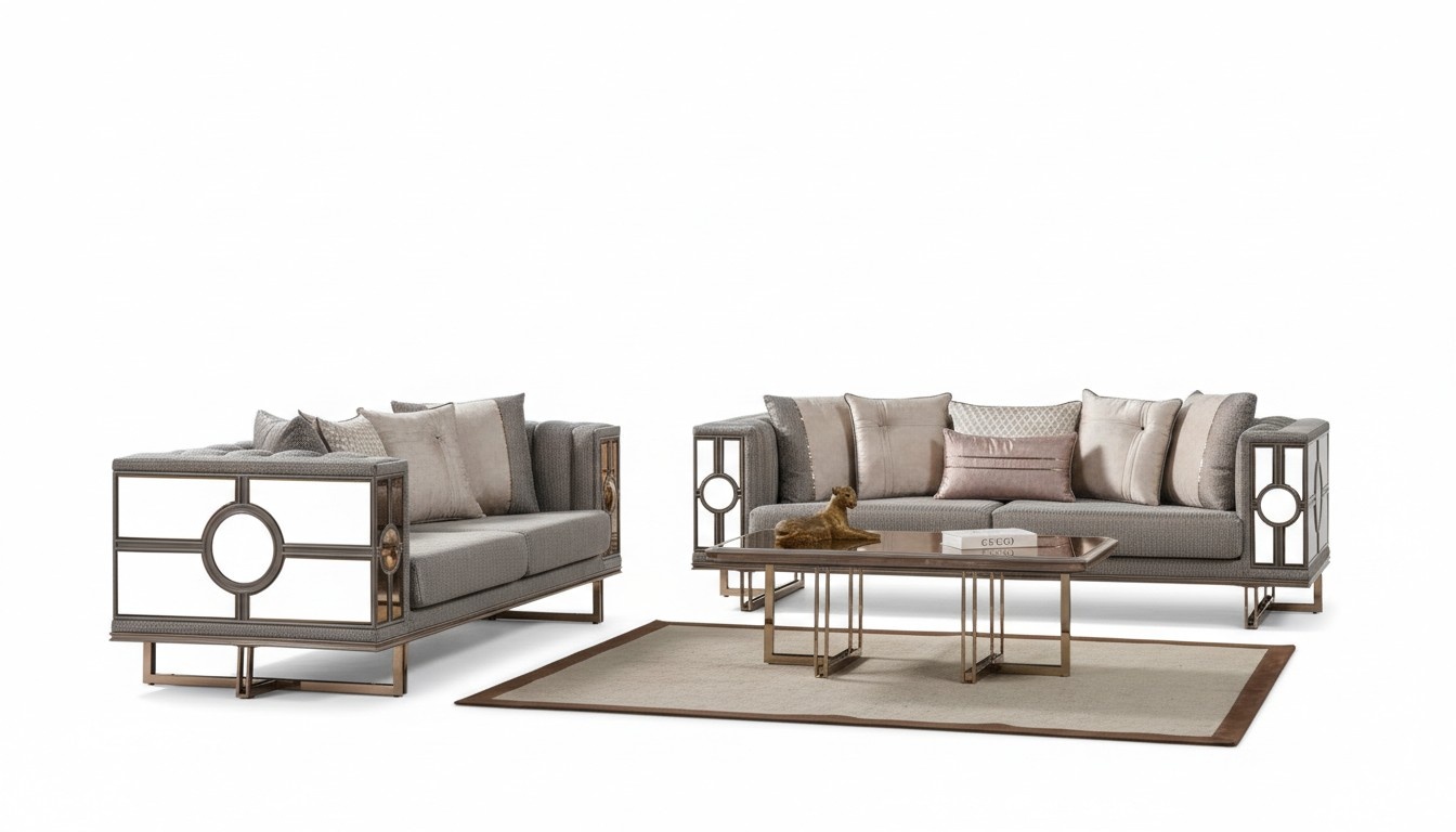 Sofagarnitur Dreisitzer Grau Luxus Sofa Sofas Modern Set Wohnzimmer