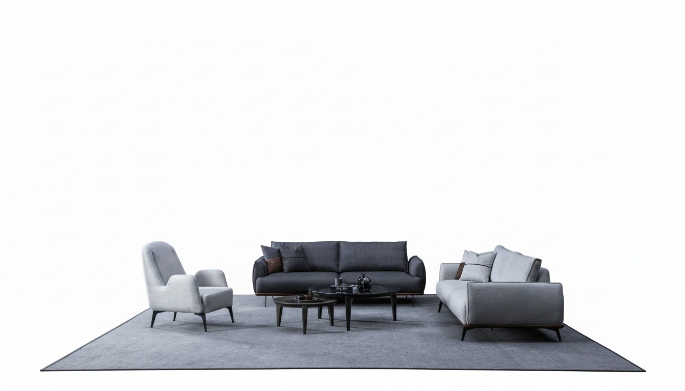 Sofagarnitur Dreisitzer Sessel Set Design Modern Polstersofa Textil