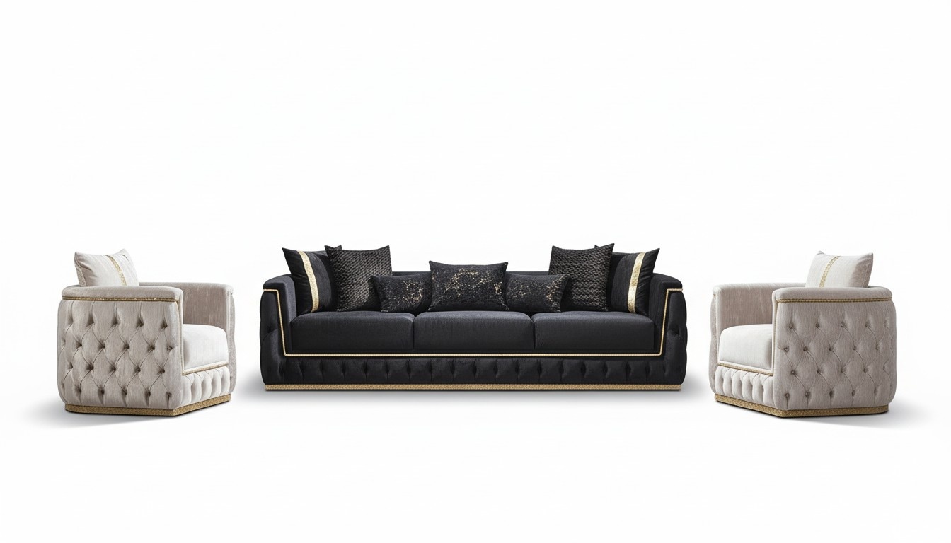 Sofagarnitur Garnitur Sofas Sofa Sessel Dreisitzer 3+3+1 Sitzer Stoff