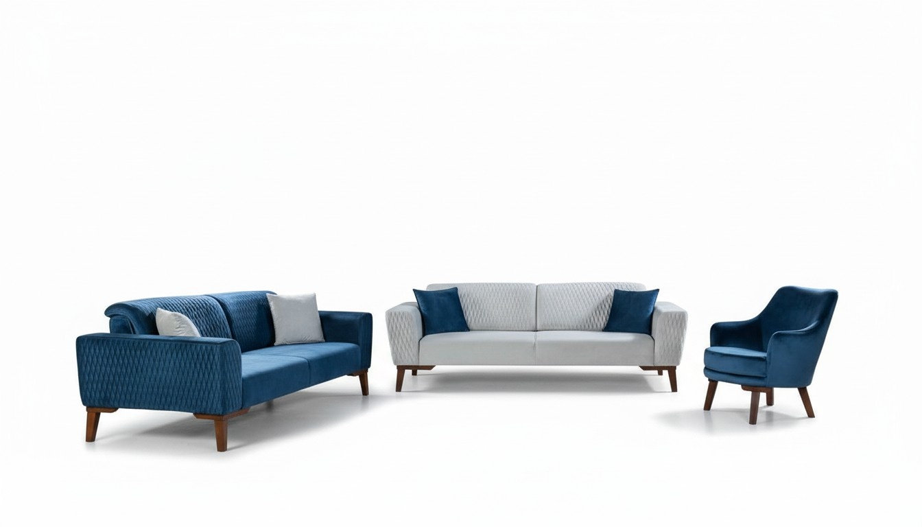 Sofagarnitur 3+3+1 Sitzer Komplette Sofa Sessel Textil Sofas Set 3tlg