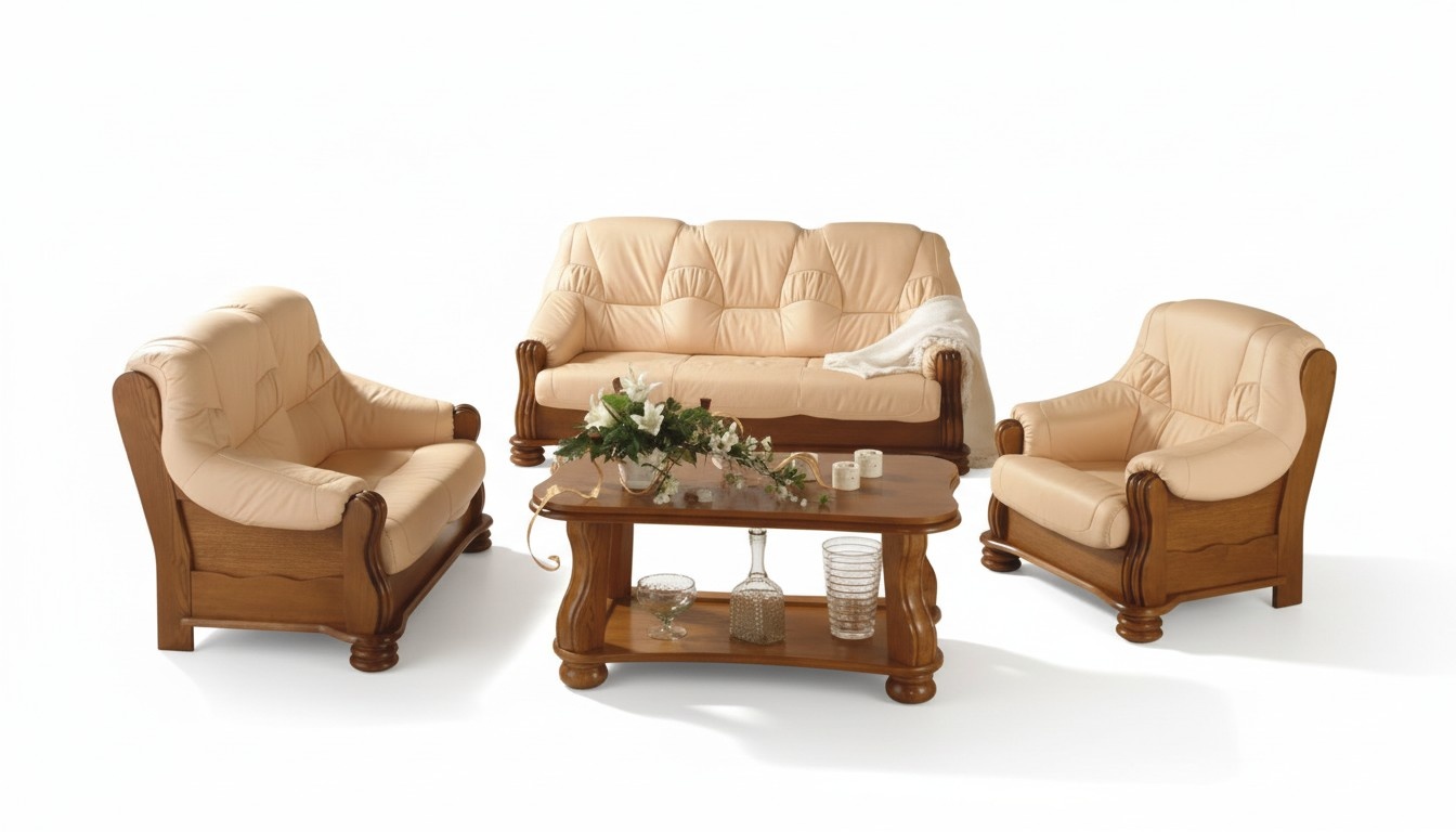 Sofagarnitur Ledersofa Männer Club Sofa Couch Polster Sitz 3+1+1 Komplett