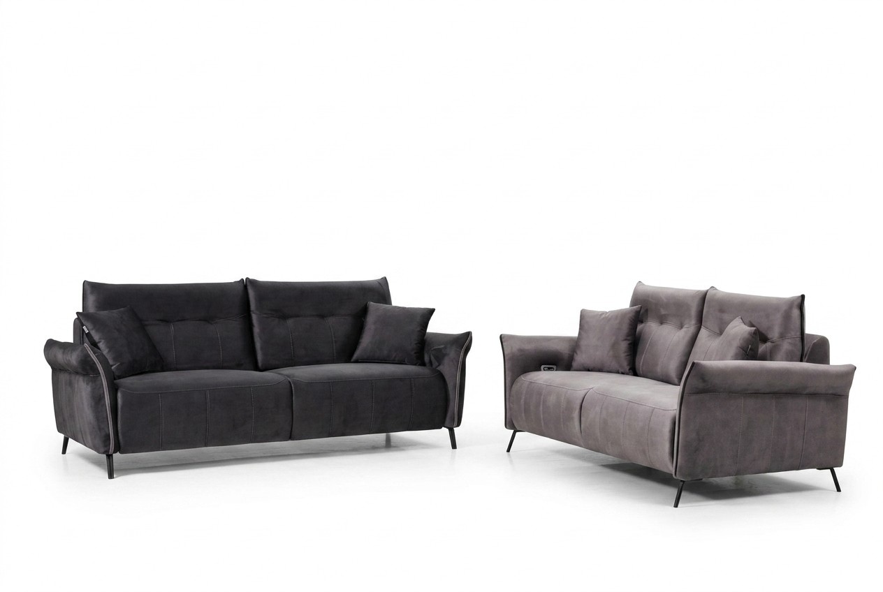 Sofagarnitur Set 2 tlg Wohnzimmer 2x Sofa Couch Dreisitzer Modern Möbel