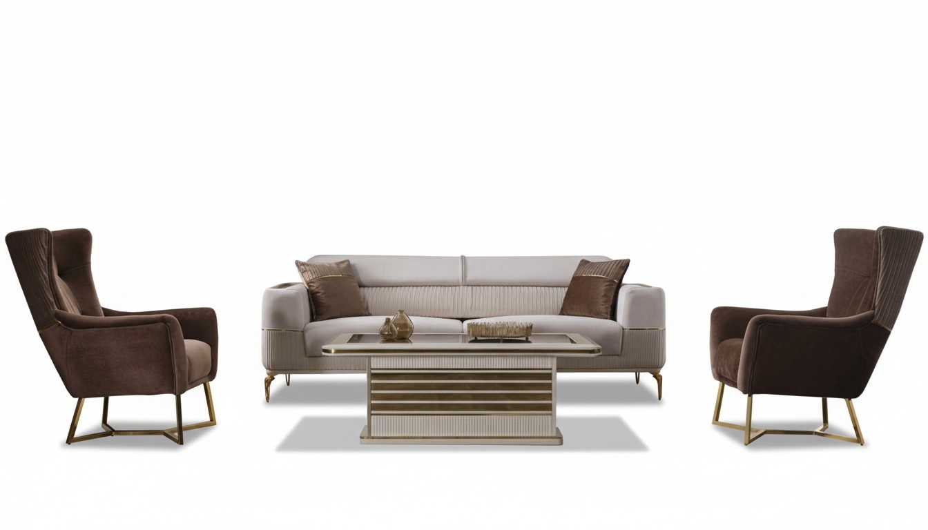 Sofagarnitur Sofa Couch Polster Set Wohnzimmer Möbel Einrichtung Tisch 4tlg.