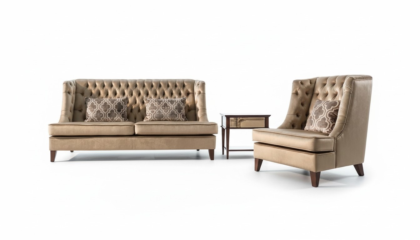 Sofagarnitur Sofa Garnitur 3 Sitzer Sessel Chesterfield Braun 3tlg