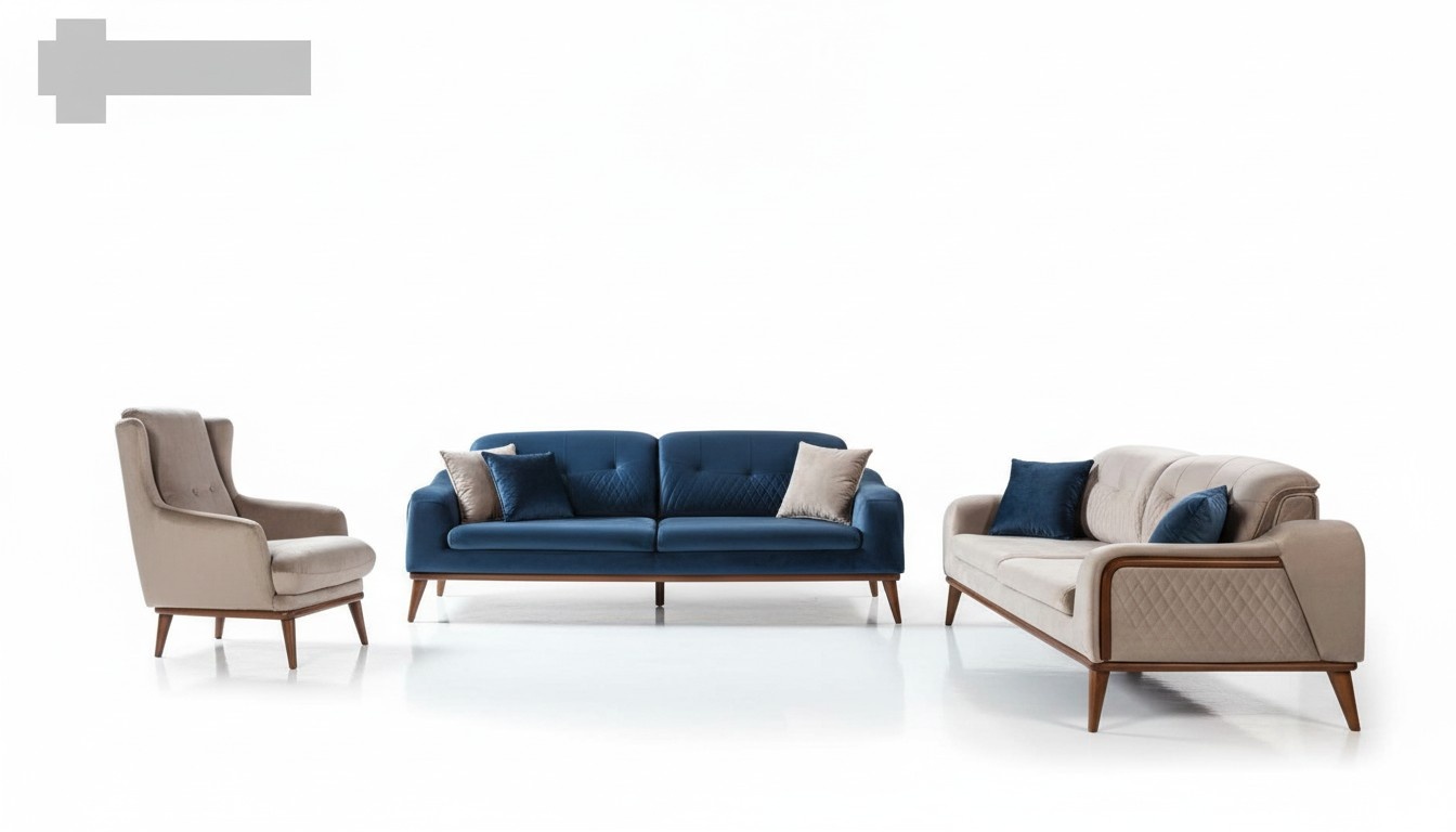 Sofagarnitur Sofas 3+3+1 Sitzer Sessel Dreisitzer Couch Set Textil