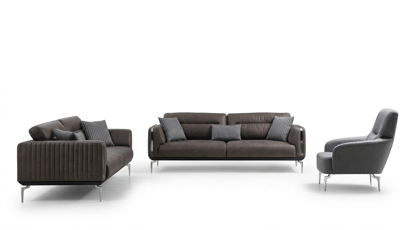 Sofagarnitur Sofa Garnitur Sofas 3+3+1 Sitzer Sessel Modern Polyester Dreisitzer