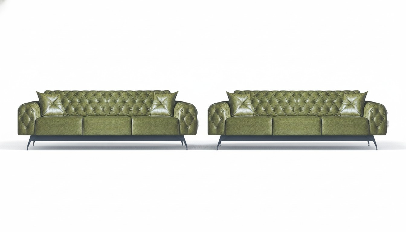 Sofagarnituren Chesterfield Sofa-Set 3-Sitzer Sofas Grün Klasssich Kissen