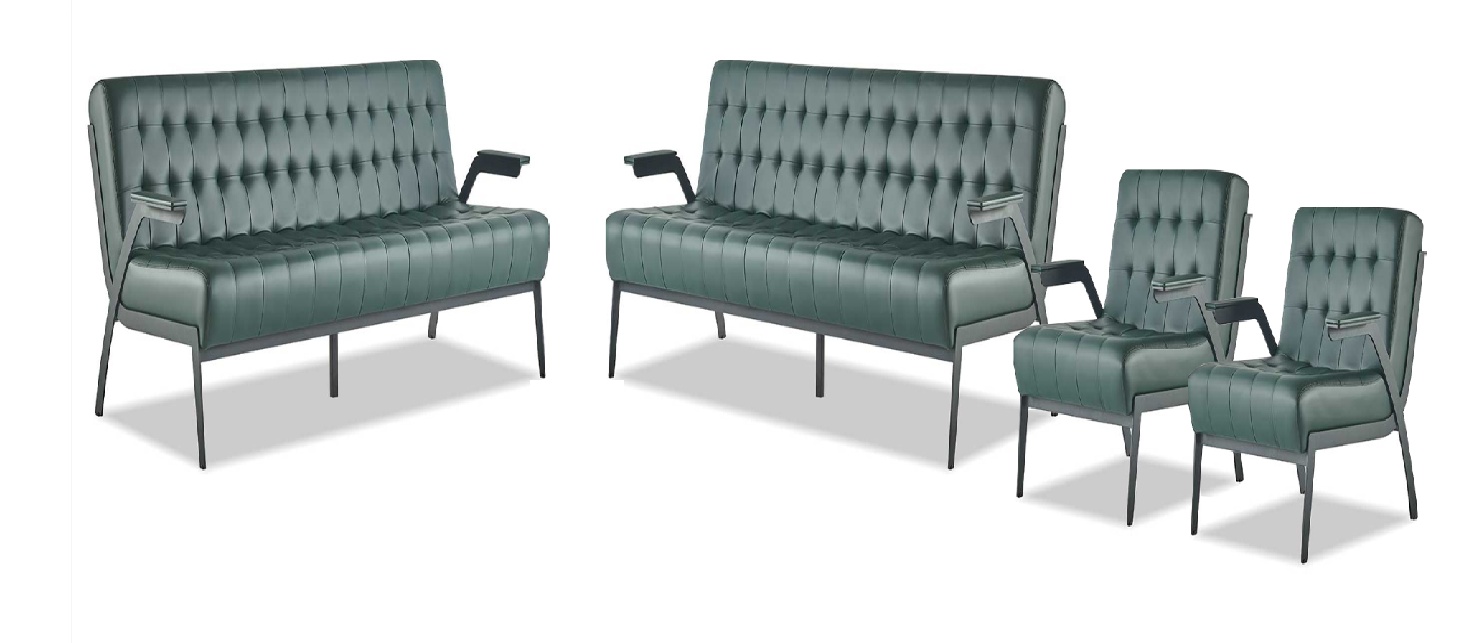 Sofagarnituren-Set 3-Sitzer Sessel Grün Chesterfield Modern Ledersofas