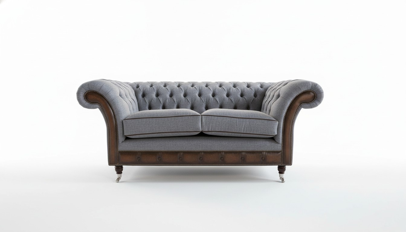 Sofas 2 Sitzer Couch Polster Sofa Textil Stoff Chesterfield Couchen