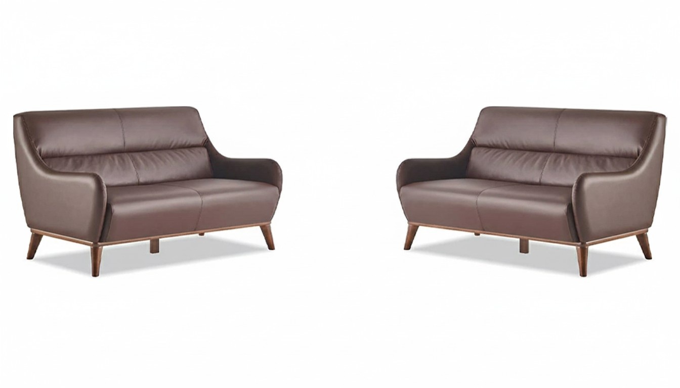 Sofas Braun Klassisch 2-Sitzer Couch Ledersofas Sitzmöbel Sofa-Set Weiche