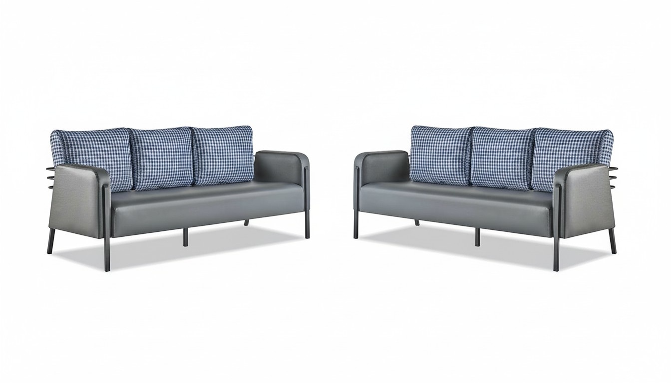Sofas Grau Blau Sofas Kissen Sofa-Set Kissen 3-Sitzer Modern Polster