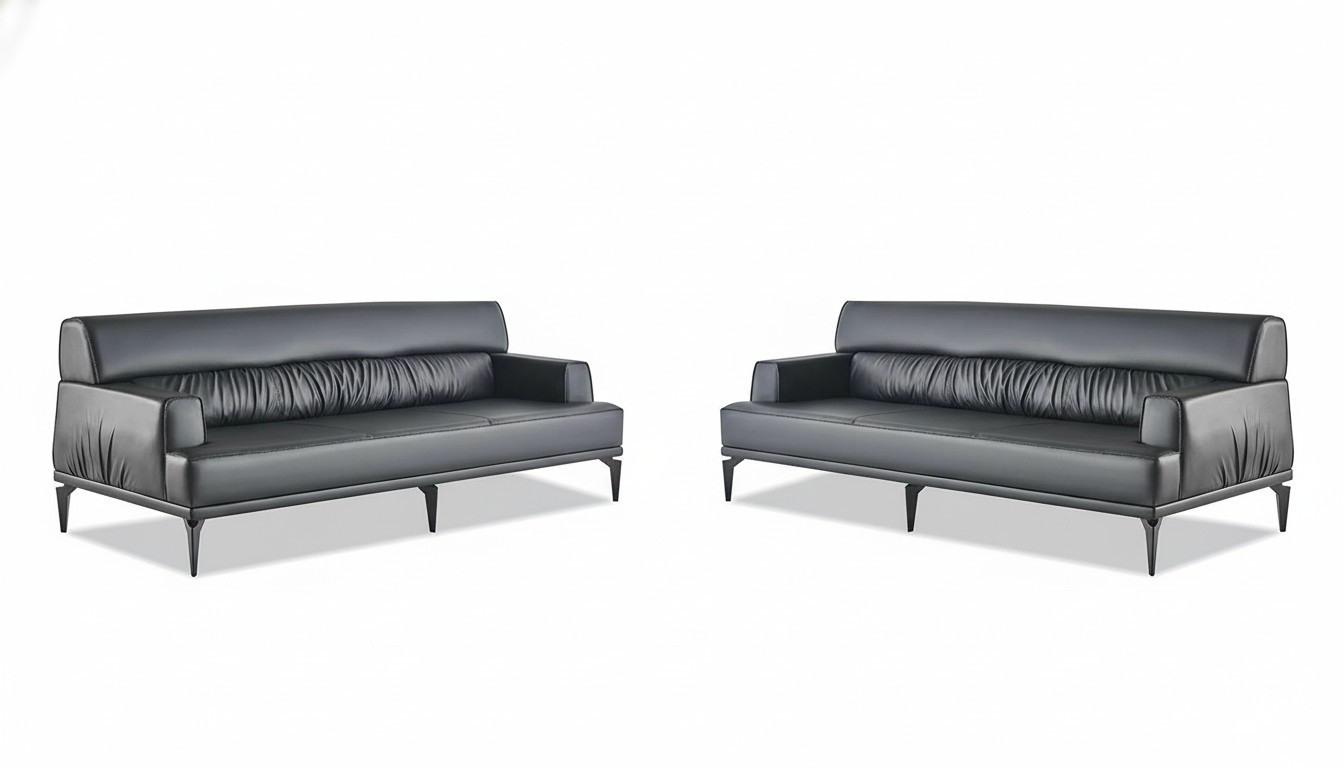 Sofas Leder Sofa-Set Schwarz 3-Sitzer Dreisitzig Ledersofas Couch Modern