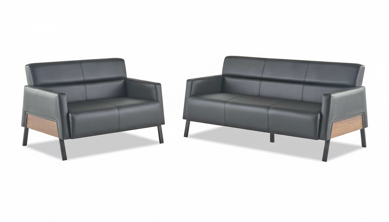 Sofas Sitzmöbel 3-Sitzer 2-Sitzer Sofas Schwarz Ledersofas Modern Set