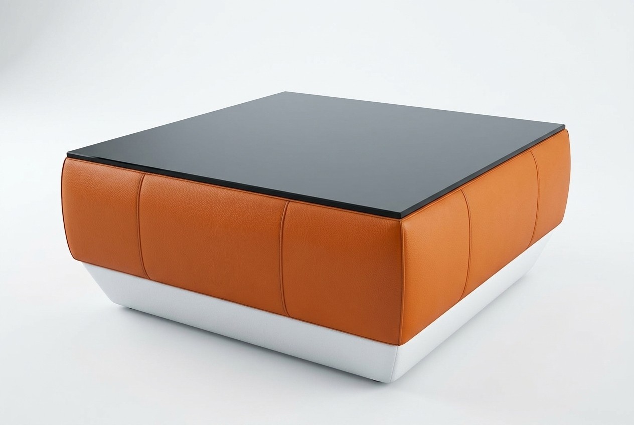 Sofatisch Design Tisch Wonzimmer Glas Leder Couch Beistell Sofa Kaffee