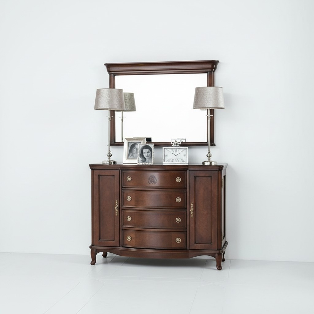 Spiegel + Kommode Schrank Kommoden Anrichte Schlafzimmer Set Holz