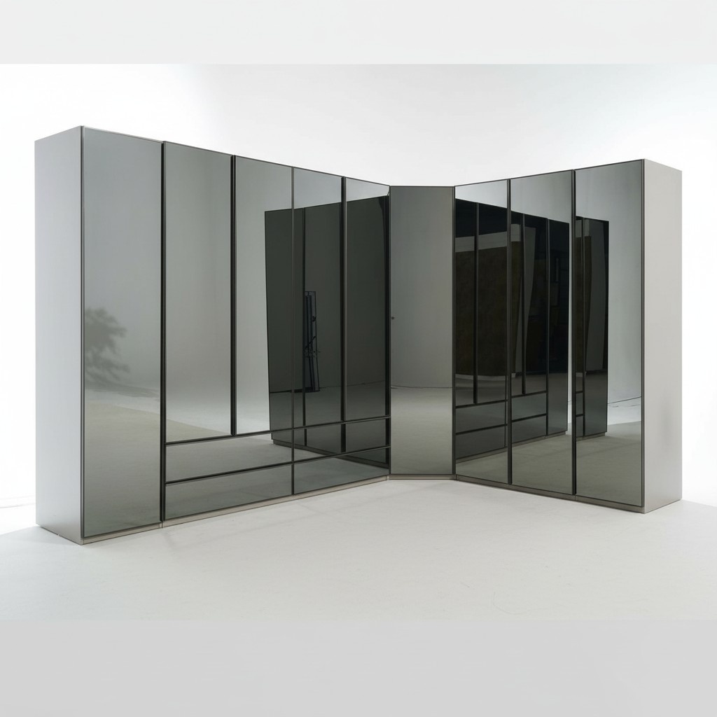 Spiegelschrank Eckschrank Schlafzimmer Kleiderschrank Luxus Schränke Möbel Glas