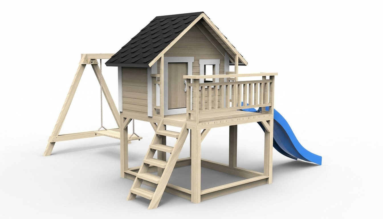 Spielplatz Baumhaus Rutsche Kinder Hütte Spielturm Holzhaus Kinder Holz