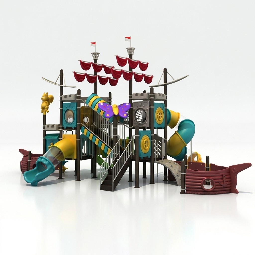 Spielplatz Schiff Turm Rutsche Outdoor Kunststoffschlitten Kinder Spielplätze
