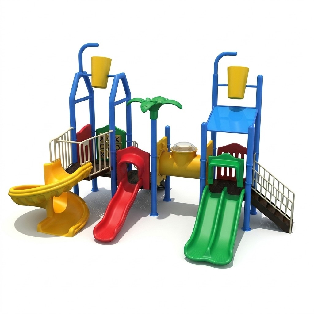 Spielturm mit Rutsche Kletterturm Wasserrutschen Spielplatz Spielplätze
