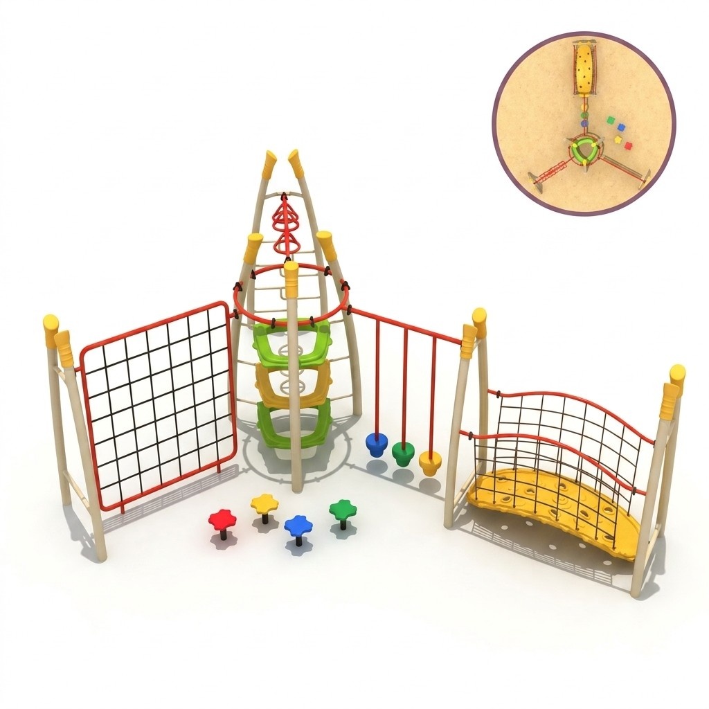 Sportplatz für Kinder Kletterturm Kletterwand Spielplatz Schaukel