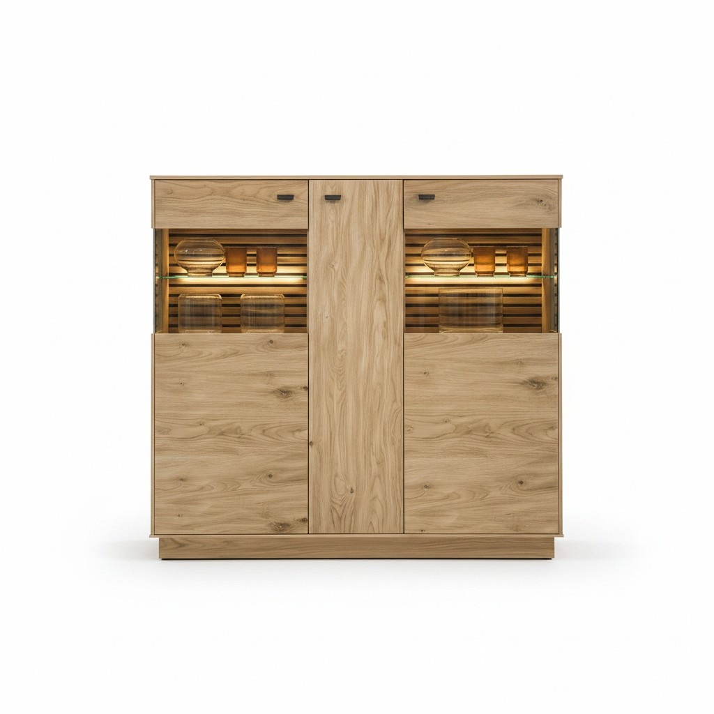 Eleganter Stauraumschrank mit Glasdisplay für Ihr