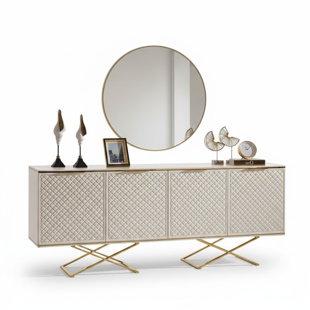Stilvoll Esszimmer Set Sideboard und Spiegel modern Holzmöbel 2tlg
