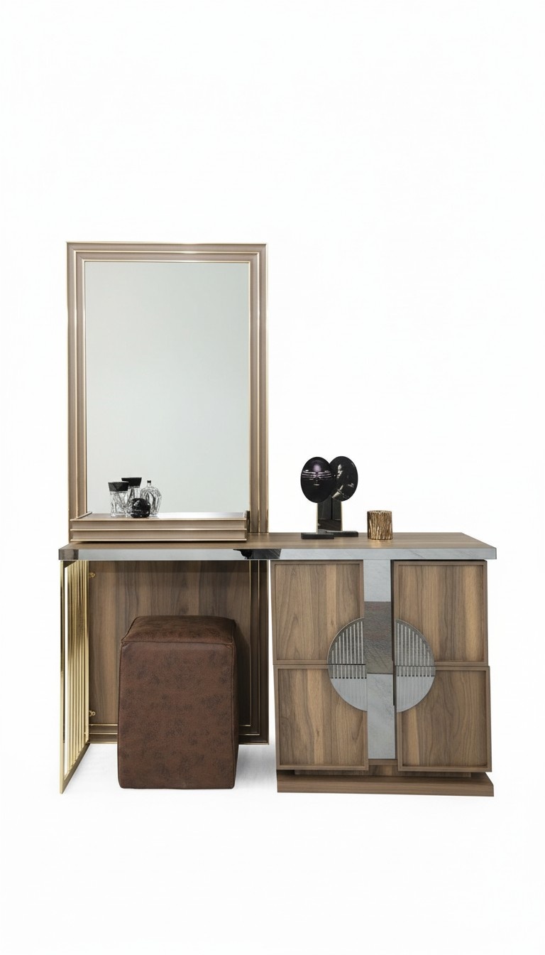Stilvolles Schlafzimmer-Set, luxuriöser Schminktisch mit Spiegeldesign, neu