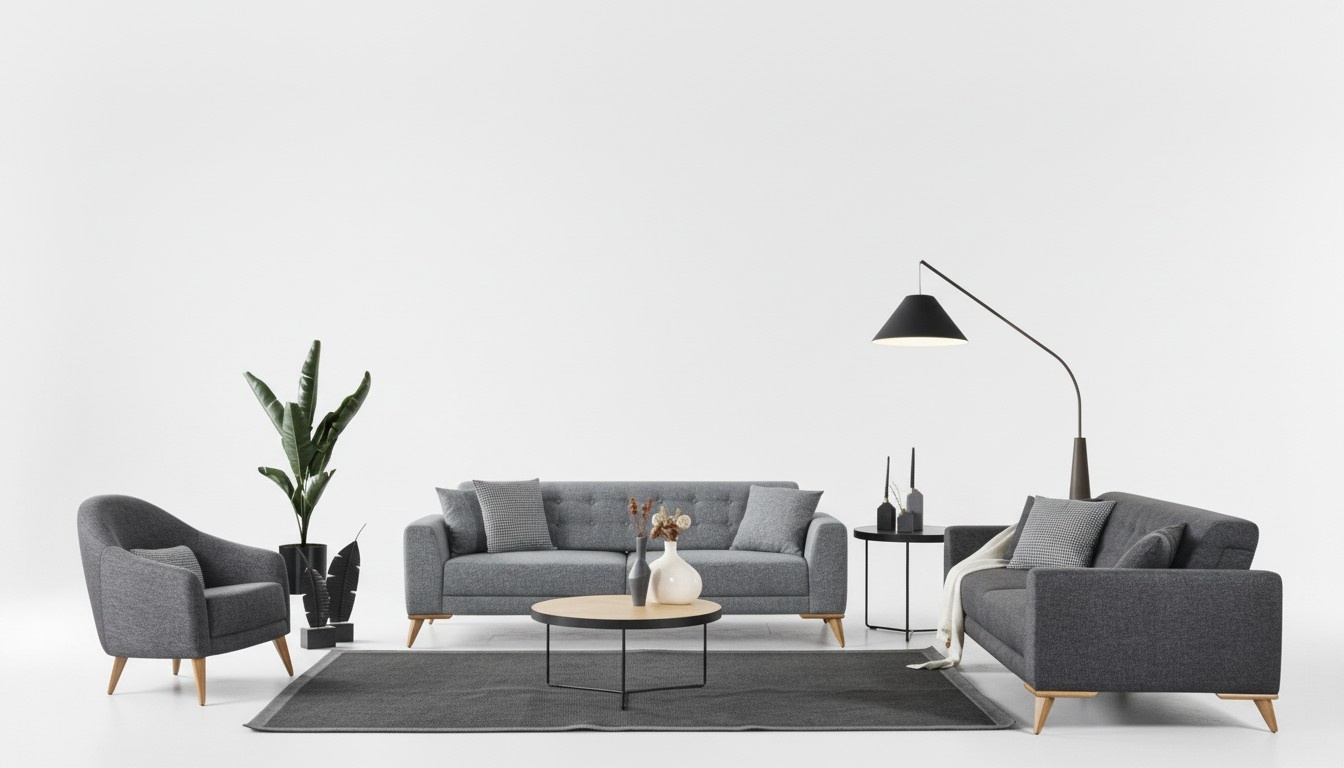 Stilvoll Wohnzimmer Luxus Möbel Grau Modern Design