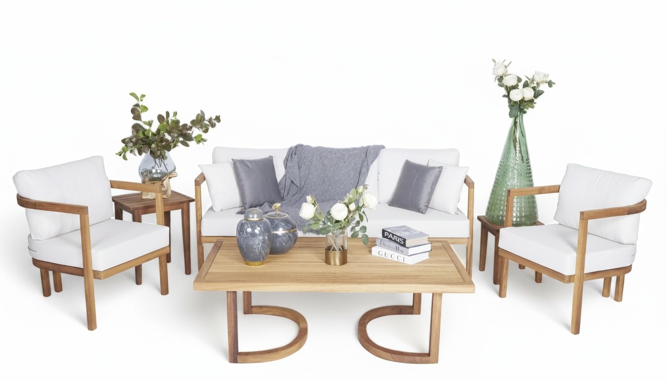 Stilvolle Garten Sitzmöbel Sofa 3 Sitzer 2x Sessel Couchtisch 4tlg Gartenmöbel