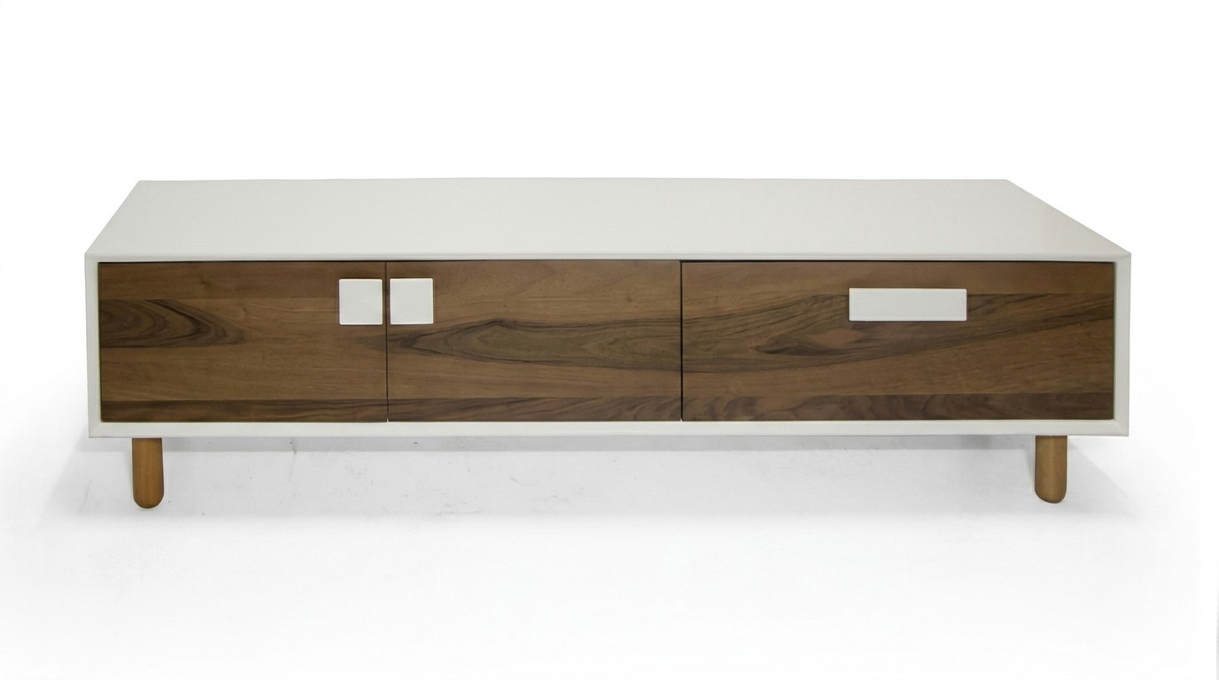 Stilvoller beiger TV-Ständer Designer Holz-Lowboard mit Schubladen elegant