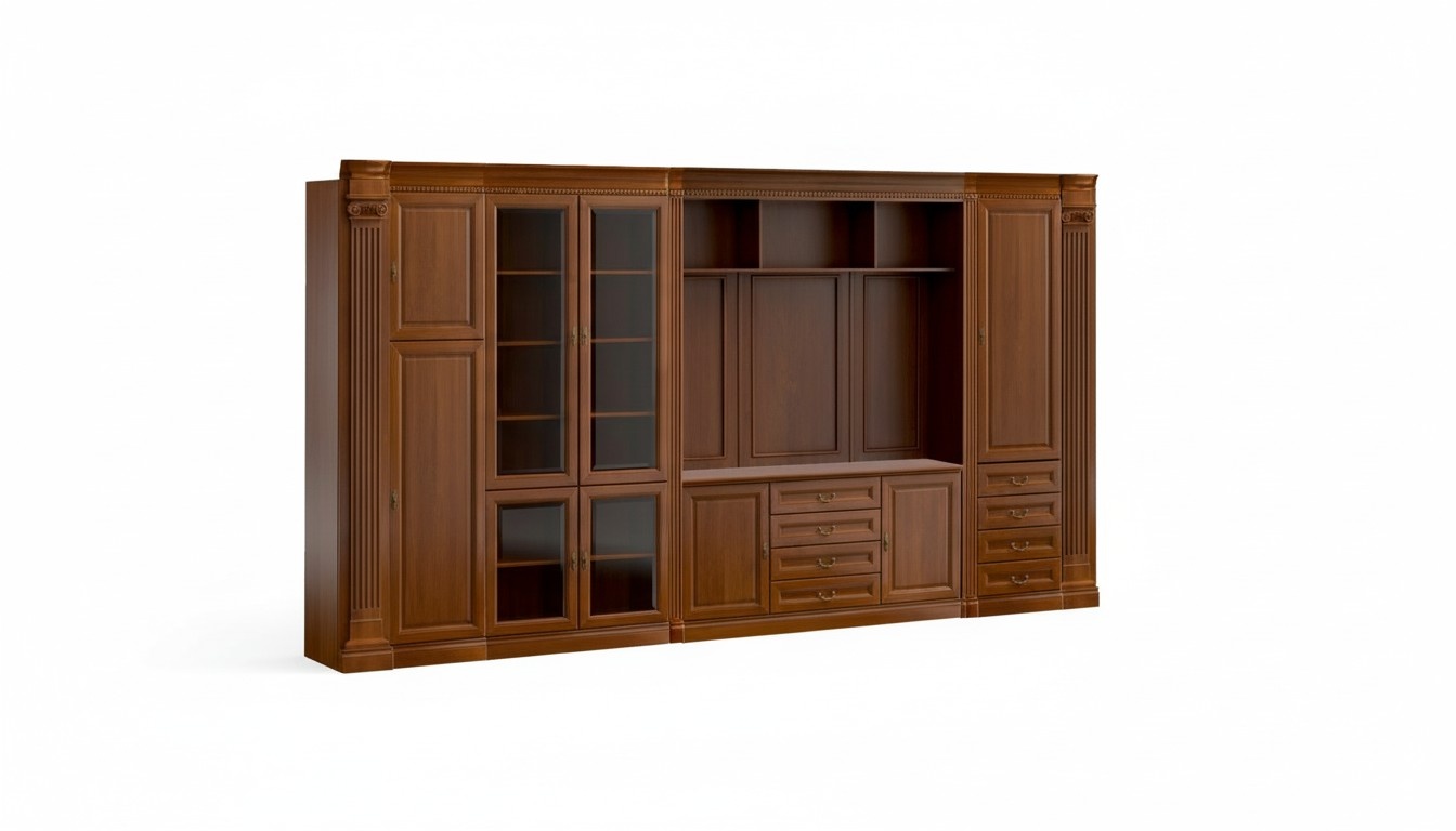 Stilvoller Brauner Arbeitszimmer Schrank Designer Eckschränke Holz Möbel