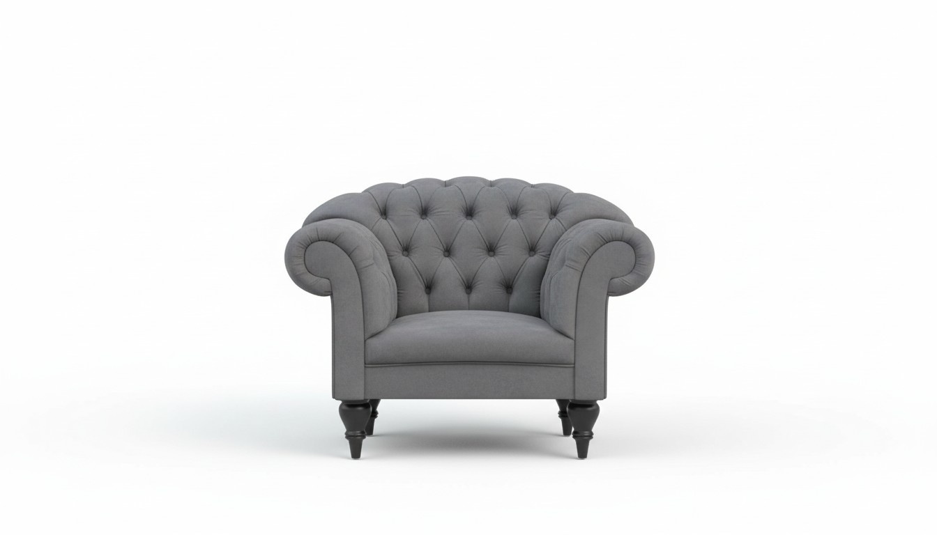 Stoff Chesterfield Couch Polster Sitz Sessel Textil Modern Sessel Blau 1 Sitzer