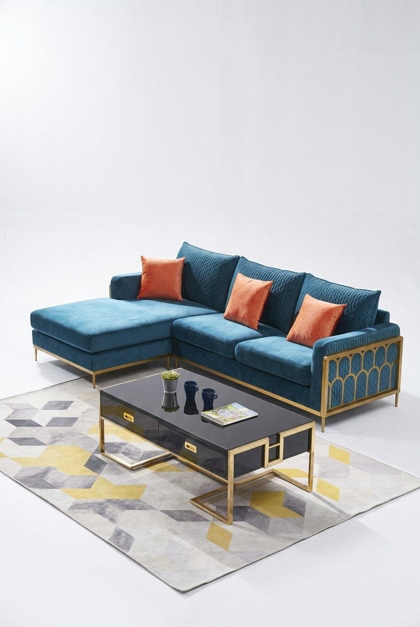 Stoff Modern Couch Wohnlandschaft Textilsofa Sofagarnitur Sofa L-Form