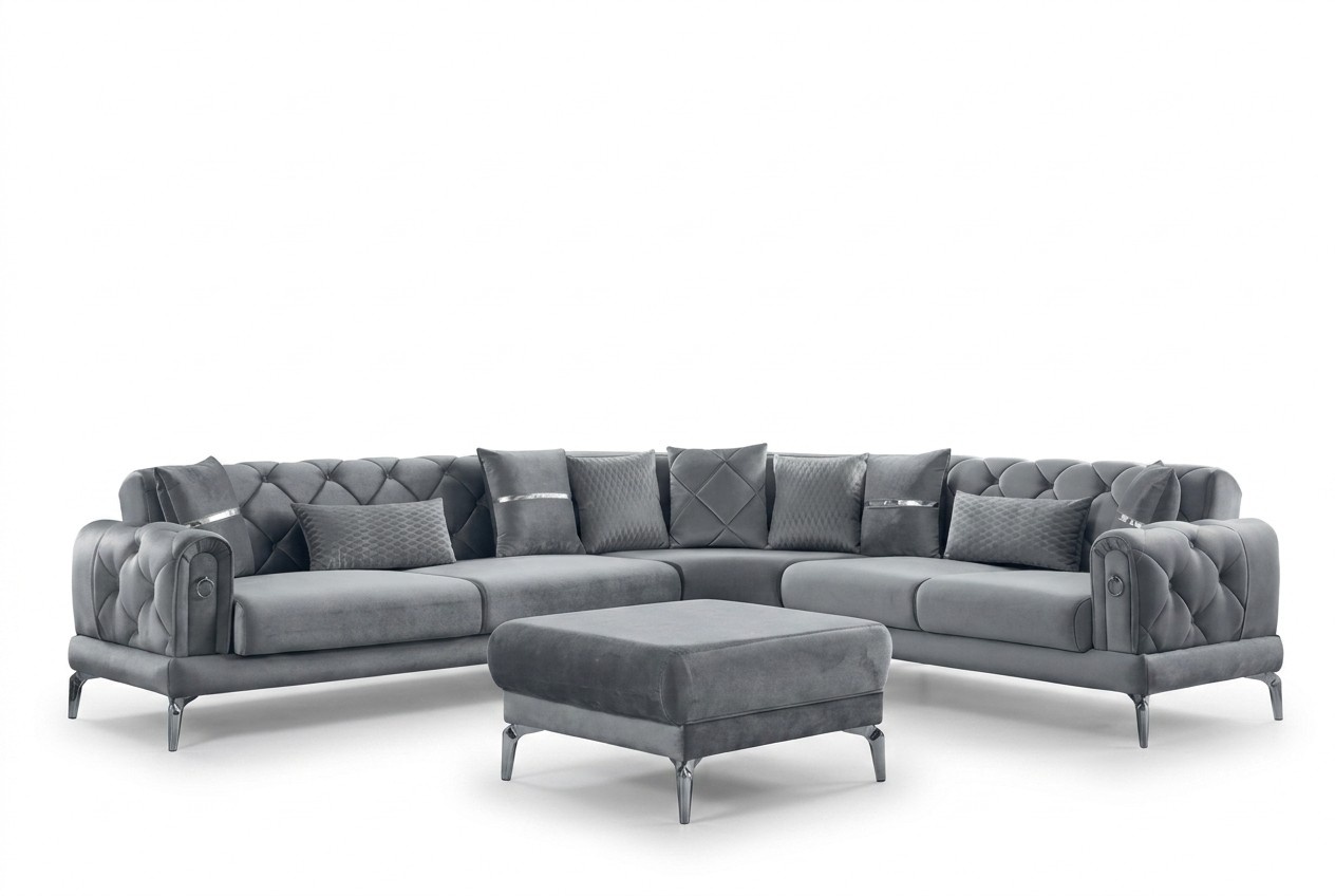 Stoffsofa Ecksofa L form Sofa Polstersofa Grau Couch Moderne Eckgarnitur