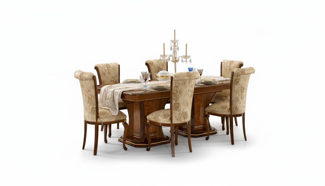Stühle Küche 6x Stuhl Set Textil Polster Sitz Holz Esszimmer Garnitur Esszimmer