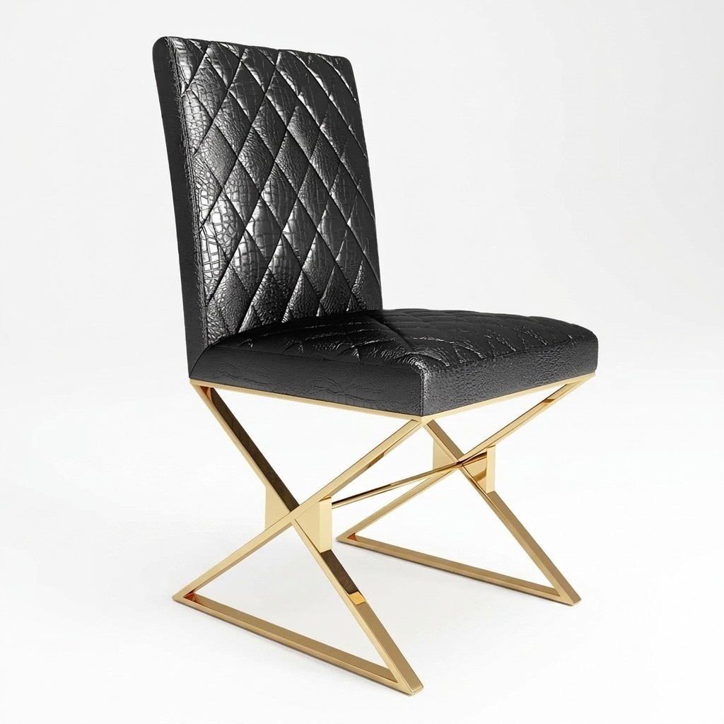 Stuhl 1x Ess Zimmer Club Stühle Polsterstuhl Sessel Metall Lounge Designer Neu