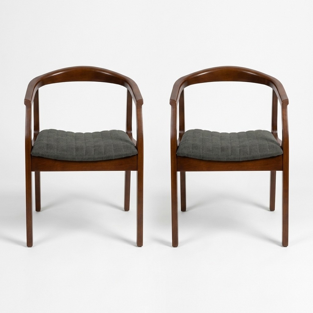 Stuhl Braun Design Wohnzimmer Esszimmer Holz 2x Stühle Polster mit Armlehne