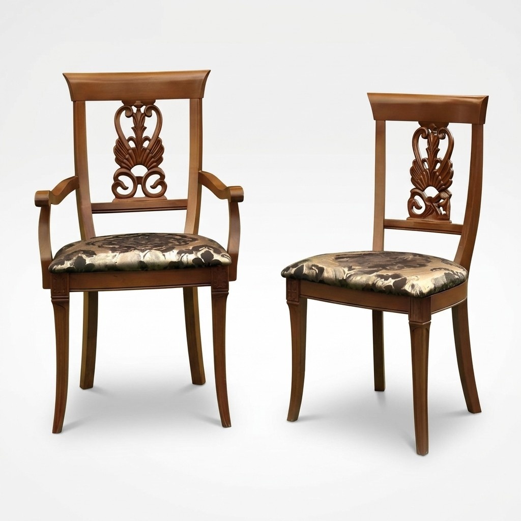 Stuhl Braun Design Wohnzimmer Esszimmer Holz Stühle Polster mit Armlehne