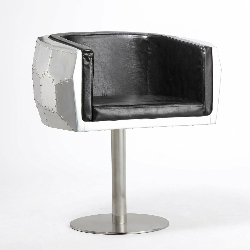 Stuhl Stühle Leder aluminium Design möbel Esszimmer Lehnstuhl Flieger echtleder