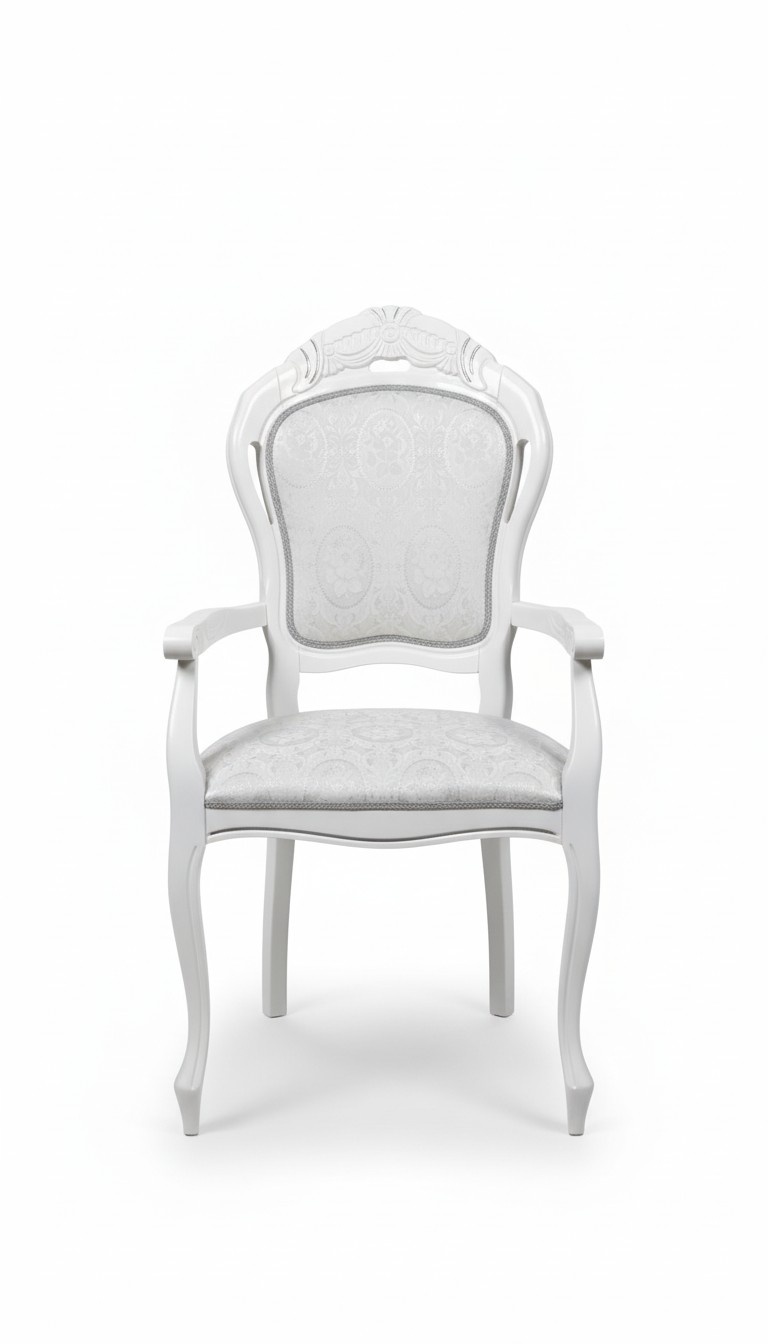 Stuhl Weiß Silber Design Wohnzimmer Esszimmer Holz Stühle Polster Made in Italy