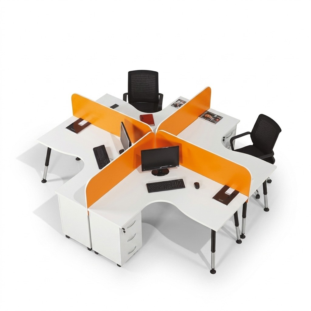 Teamarbeitsplatz Schreibtisch 4 Personen Tisch Counter Team-Schreibtische