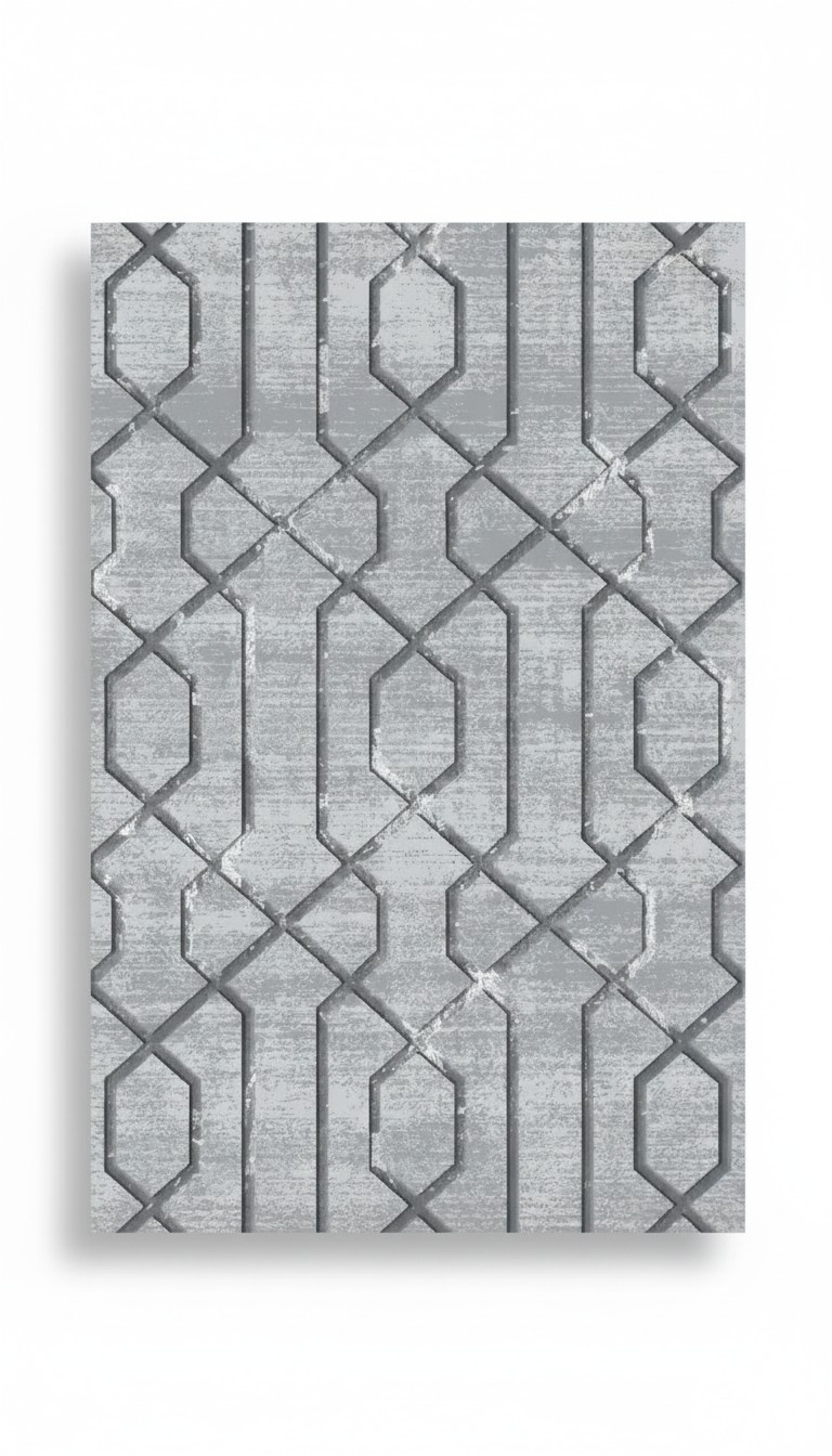 Teppich Kunstfaserteppich Geometrisches Muster Kurzflor Grau Wohnzimmer 160x230