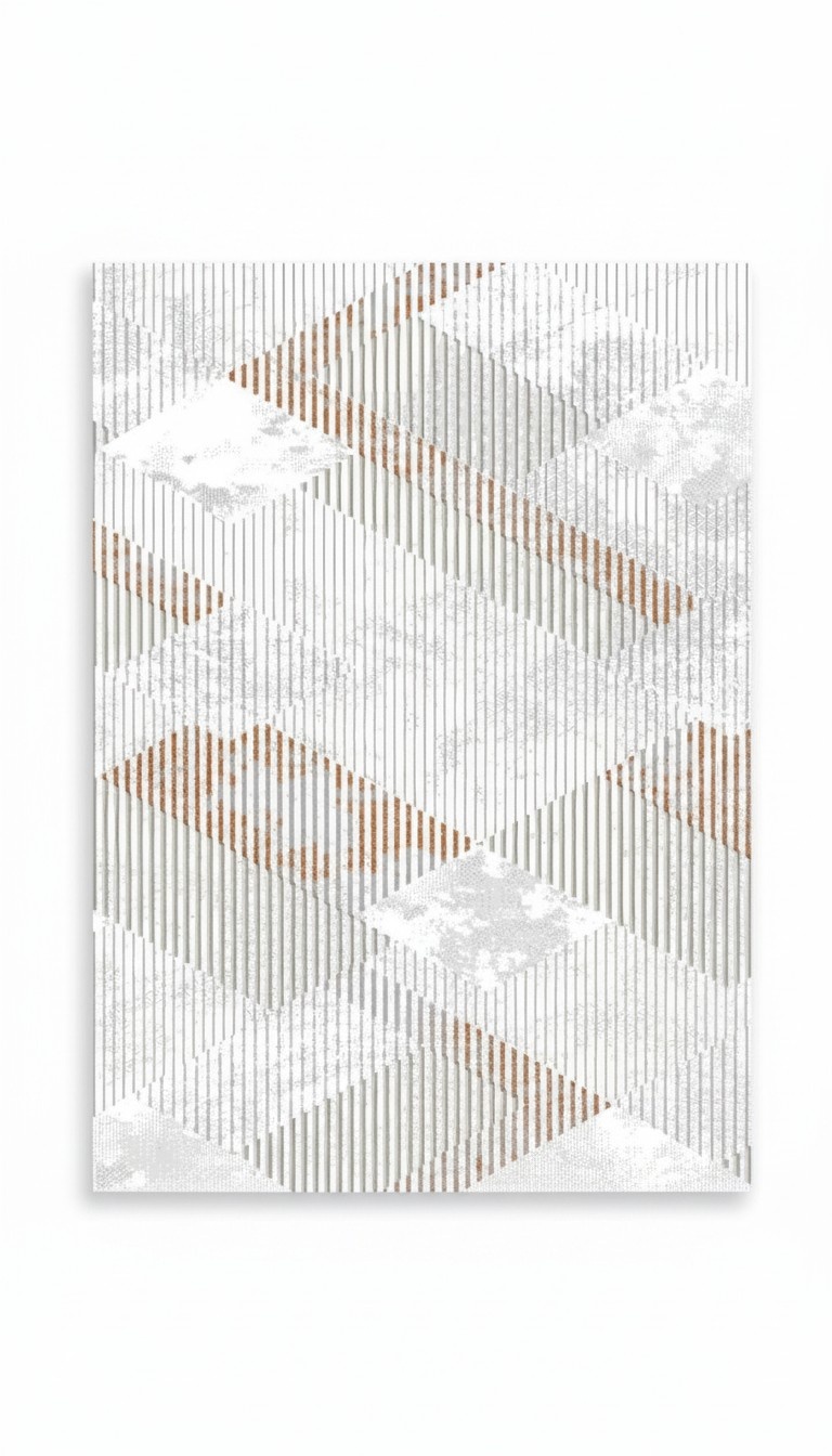 Teppich Kurz Flor Geometrisches Muster Wohnzimmer Flur Foyer Beige Braun