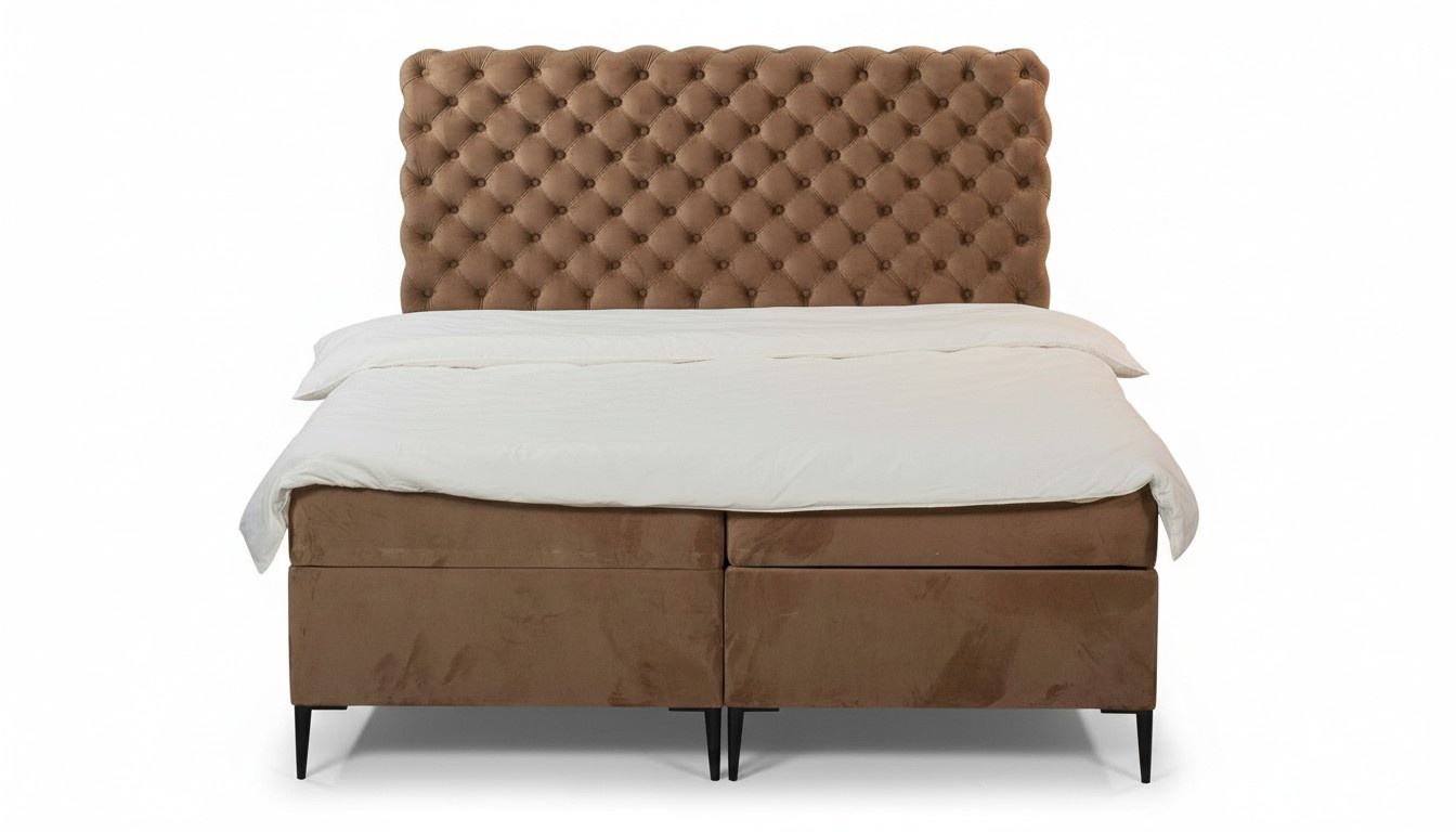 Textil Bett braun Luxus Doppel Chesterfield Schlafzimmer Design Betten