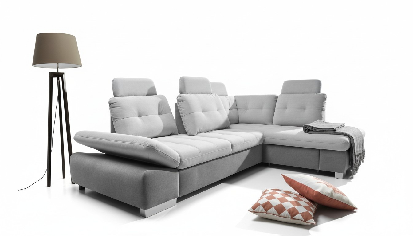 Textil Ecksofa Sofa Couch Polster Eck Garnitur Stoff Schlaf Wohnlandschaft