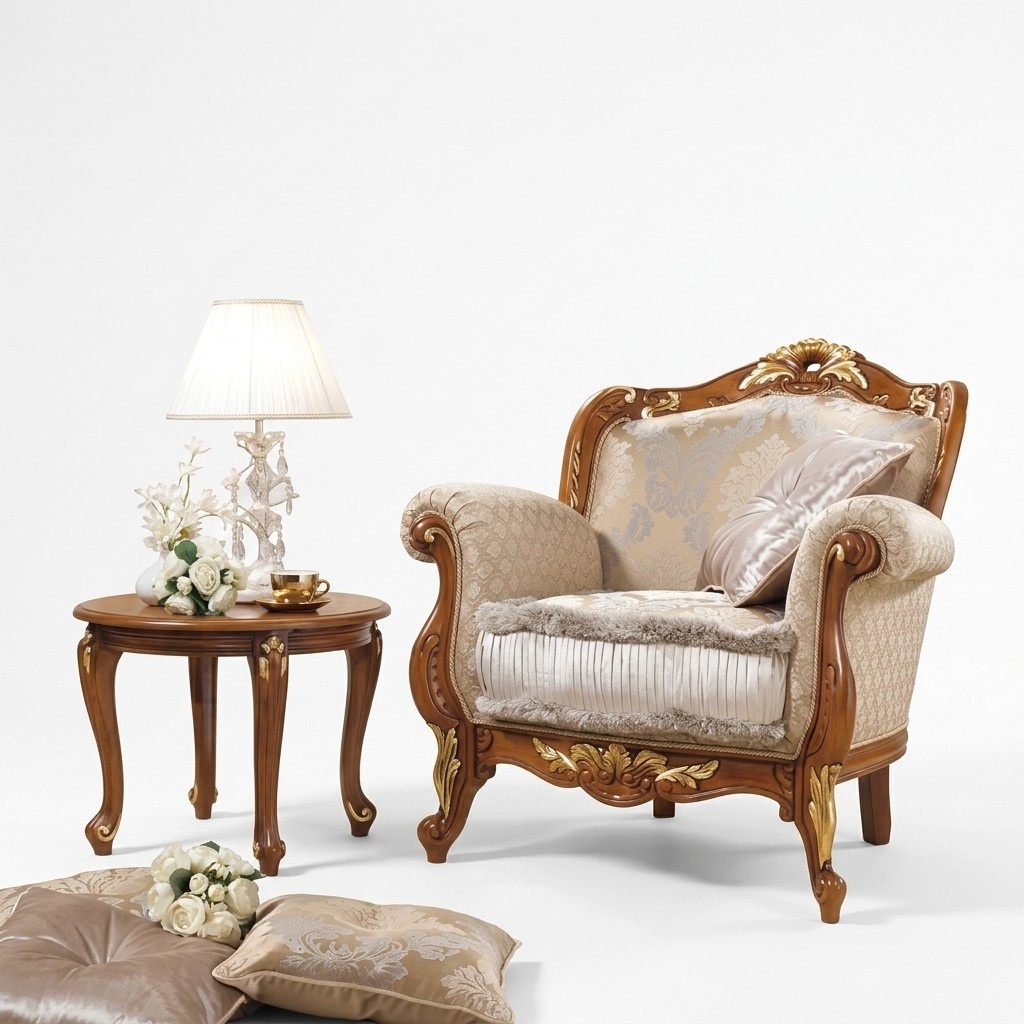 Textil Sessel 1 Sitzer Sofa Polster Sofas Design Luxus Klassische Barock Rokoko