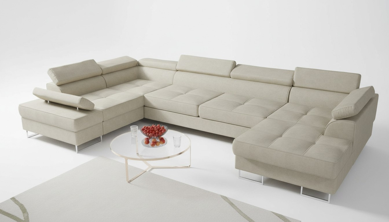 Textil Sofa Ecksofa Sofa Couch Polster Wohnlandschaft Leder Sofas Couchen U Form