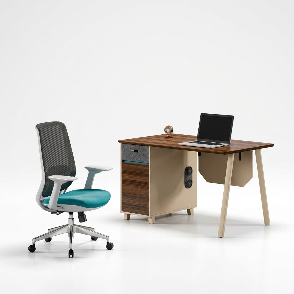 Tisch Holz Büro Bürotisch Arbeitstisch Schreibtisch Büromöbel Braun