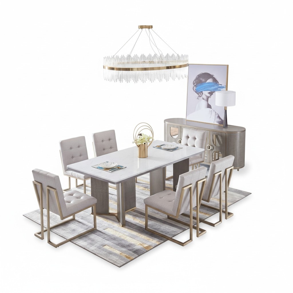 Tisch Set Garnitur Esstisch 6 Stühle Luxus Stil Möbel 8tlg Stuhl Gruppe